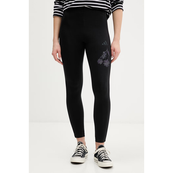 adidas legginsy  damskie kolor czarny z nadrukiem KF0039