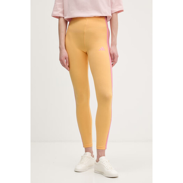 adidas legginsy  damskie kolor żółty z aplikacją KD2355