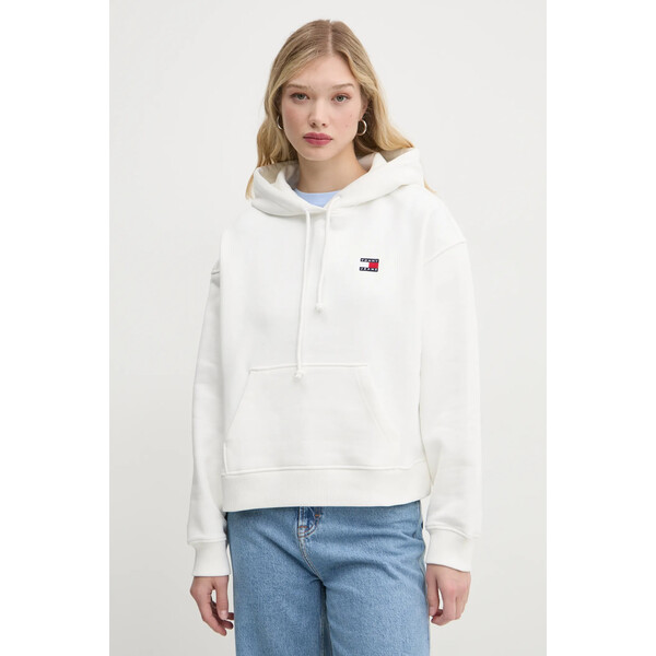 Tommy Jeans bluza z kapturem damska bawełniana  beżowa DW0DW19414