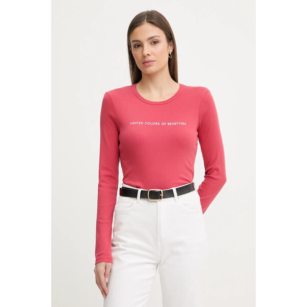 United Colors of Benetton longsleeve bawełniany  kolor czerwony 3GA8E16G0