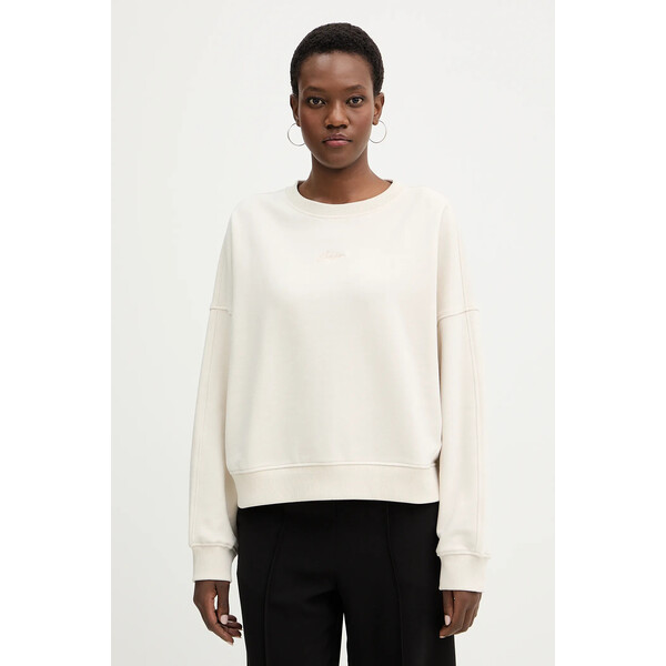 BOSS Orange bluza bawełniana C Ever  damska kolor beżowy gładka 50554711