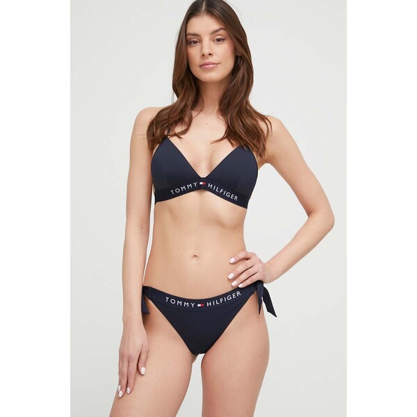 Tommy Hilfiger biustonosz kąpielowy  kolor granatowy lekko usztywniona miseczka UW0UW04109 UW0UW04109.PPYX