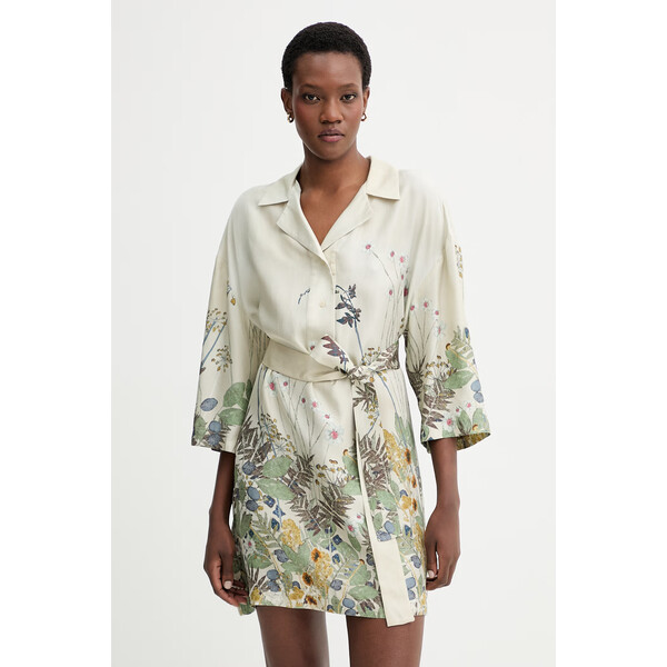 MUNTHE sukienka jedwabna RATANA  kolor zielony mini prosta 261130326118