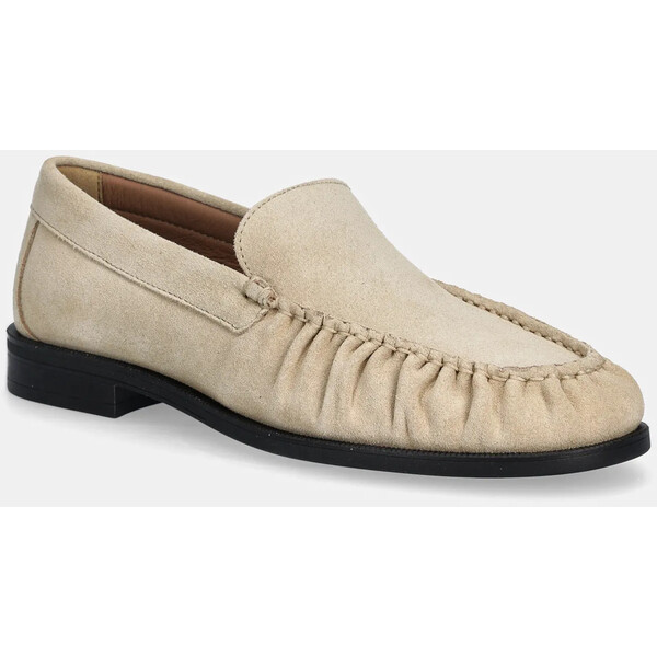 BOSS mokasyny zamszowe Lycia  damskie kolor beżowy na płaskim obcasie 50557678 50557678.275