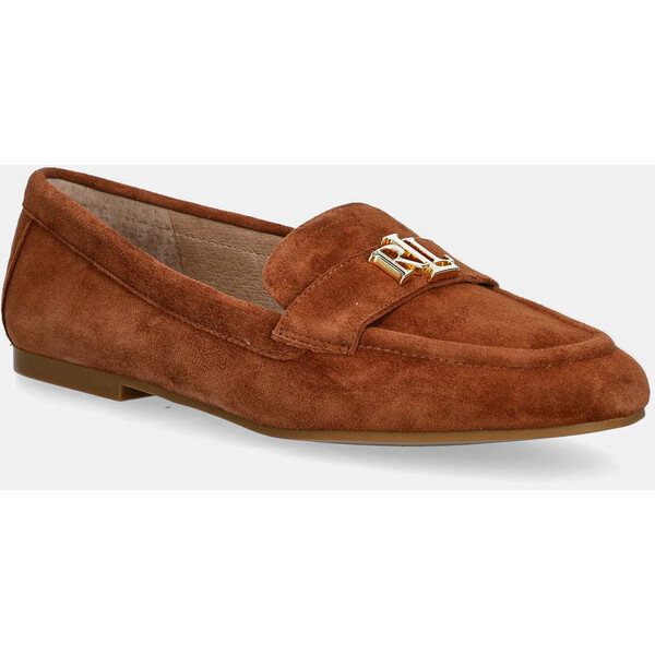 Lauren Ralph Lauren mokasyny zamszowe Averi III  damskie kolor brązowy na płaskim obcasie 802946809014 802946809014.200