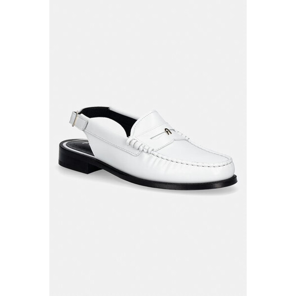 Furla mokasyny skórzane College Loafer  damskie kolor biały na płaskim obcasie YK55FCG T20000 01B00 YK55FCG.T20000.01B00