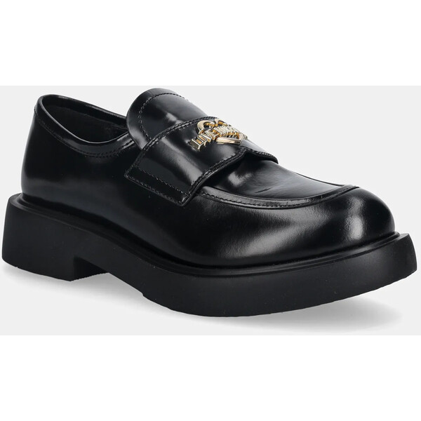 Love Moschino mokasyny skórzane  damskie kolor czarny na platformie JA10404G0NJD0000