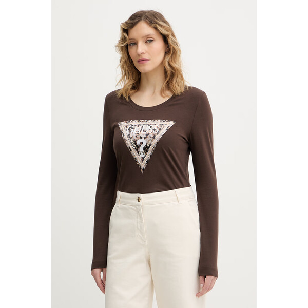 Guess longsleeve LEO  kolor brązowy W6RI33 J1314 W6RI33.J1314
