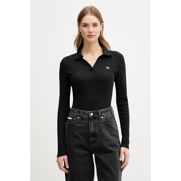 Calvin Klein Jeans longsleeve  kolor czarny LV047E203G
