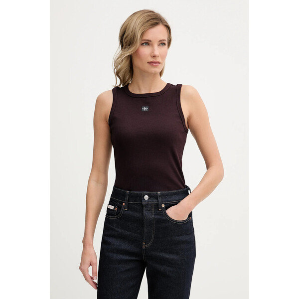 Calvin Klein Jeans top  kolor brązowy LV047C201G