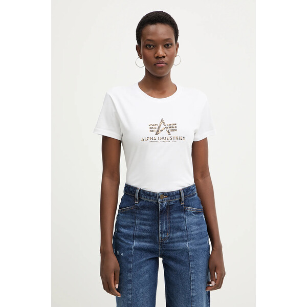 Alpha Industries t-shirt bawełniany Basic BL Mirror Leo W  damski kolor biały 196051ML
