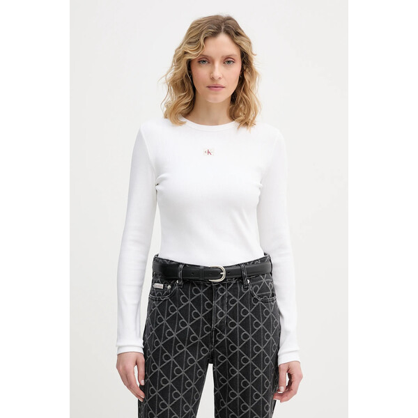 Calvin Klein Jeans longsleeve  kolor biały LV047E205G