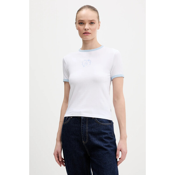 Guess Jeans t-shirt  damski kolor biały W6RI16 J1314 W6RI16.J1314