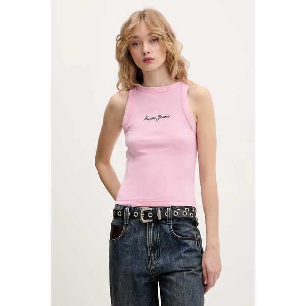 Guess Jeans top  kolor różowy W6RP23 KA0H1 W6RP23.KA0H1