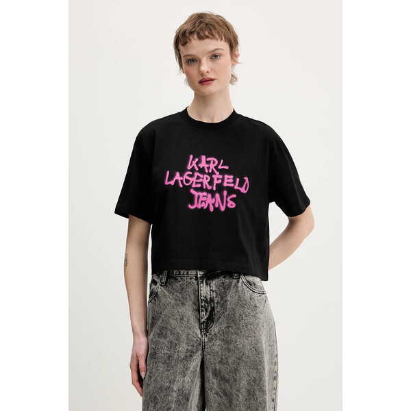 Karl Lagerfeld Jeans t-shirt bawełniany  damski kolor czarny B1W17054