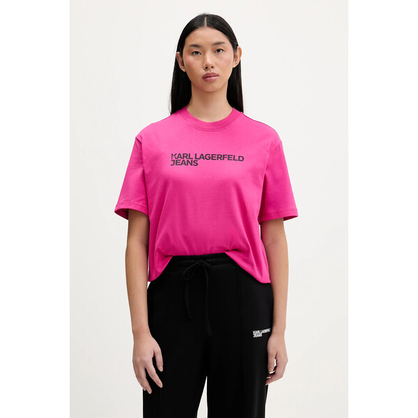Karl Lagerfeld Jeans t-shirt bawełniany  damski kolor różowy A1W17005