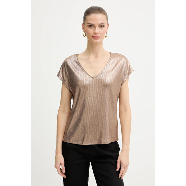 Morgan t-shirt  damski kolor złoty DWHITE