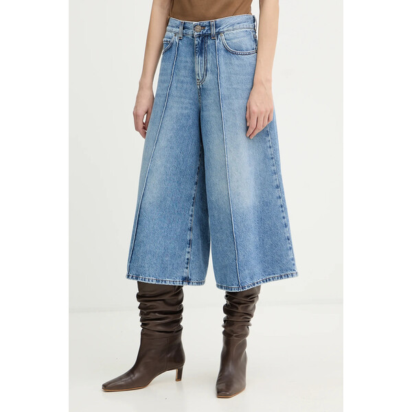Pinko szorty jeansowe  damskie kolor niebieski gładkie high waist 104646 A32Q 104646.A32Q