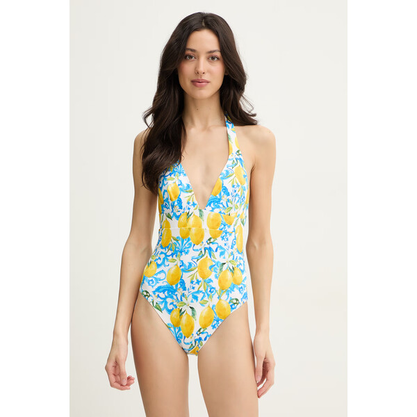 MC2 Saint Barth jednoczęściowy strój kąpielowy  kolor niebieski miękka miseczka MARN001