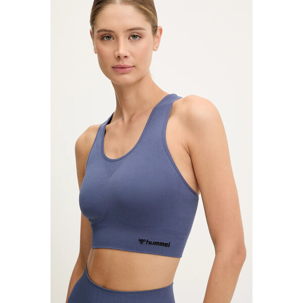 Hummel biustonosz sportowy Tif  kolor niebieski gładki 210490