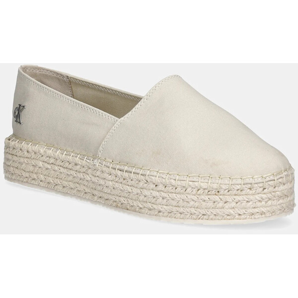 Calvin Klein Jeans espadryle FLATFORM ESPADRILLE MG/HDW  kolor beżowy na platformie YW0YW01737