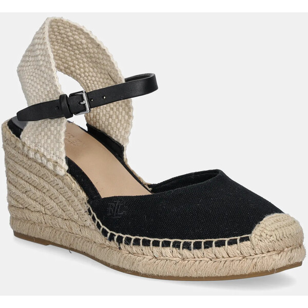 Lauren Ralph Lauren espadryle Robby  kolor czarny na koturnie 802961836001 802961836001.001