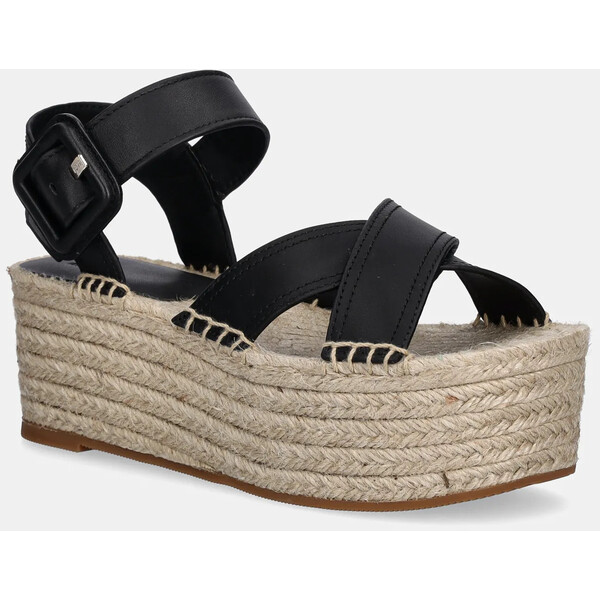 BOSS espadryle skórzane Machica  kolor czarny na platformie 50542356 50542356.001