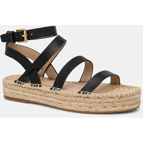 Lauren Ralph Lauren espadryle skórzane Polly Gldtr  kolor czarny na platformie 802961839002 802961839002.001