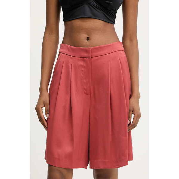 Karl Lagerfeld szorty  damskie kolor czerwony gładkie high waist A3W10097
