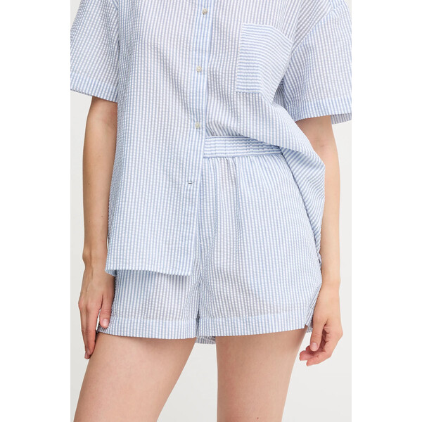 Tommy Hilfiger szorty  damskie kolor niebieski wzorzyste medium waist UW0UW05867