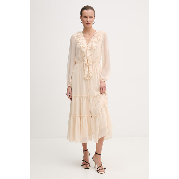 Morgan sukienka  kolor beżowy maxi rozkloszowana ROMANCE