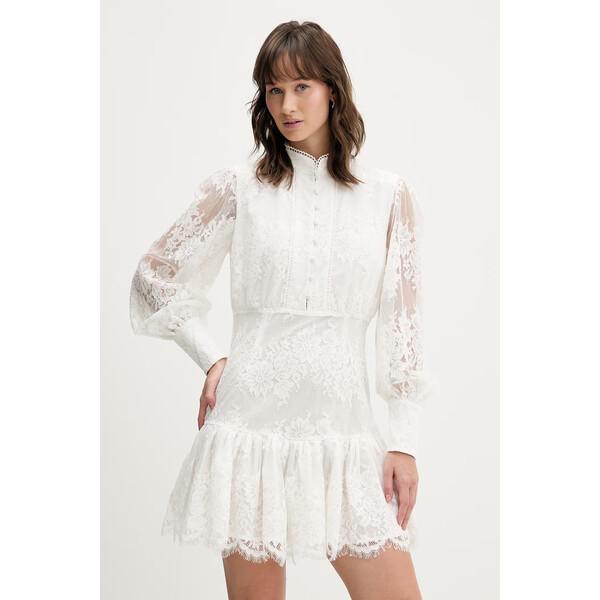 Bardot sukienka  kolor beżowy mini rozkloszowana 60268DB