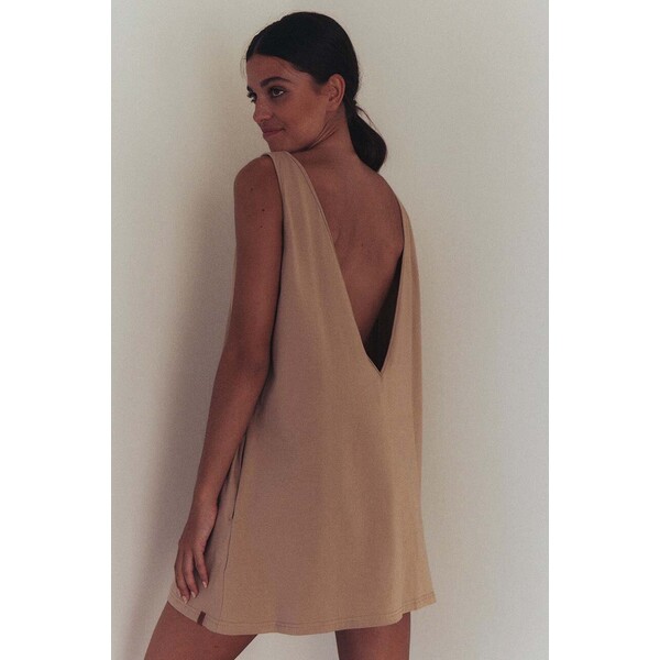 MUUV. sukienka bawełniana sukienka #SKATEGIRL  kolor beżowy mini oversize suk.skategirl.black