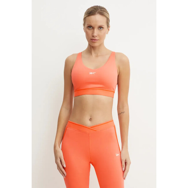 Reebok biustonosz sportowy Team  kolor pomarańczowy gładki 100205711