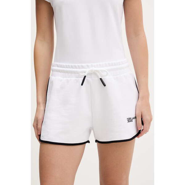 Karl Lagerfeld Jeans szorty bawełniane  damskie kolor biały gładkie high waist B2W10125