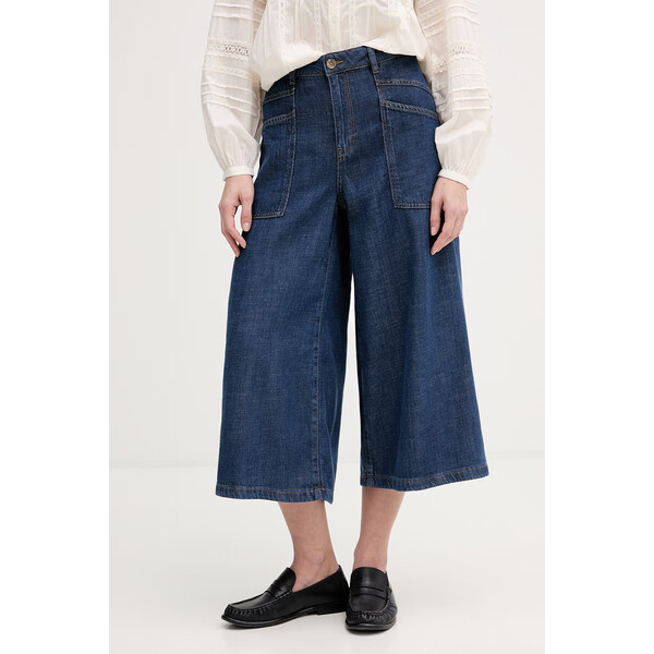 Mos Mosh szorty jeansowe Arge  damskie kolor granatowy gładkie high waist 178400