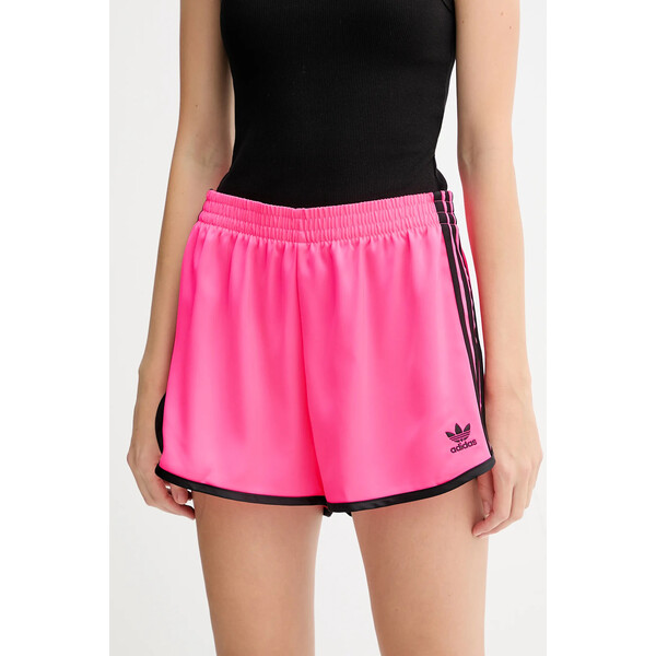 adidas Originals szorty 3s Sprinter  damskie kolor różowy z aplikacją high waist JW5062