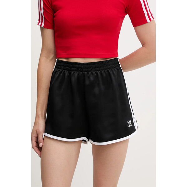 adidas Originals szorty 3S SPRINTER  damskie kolor czarny z aplikacją high waist JD3119