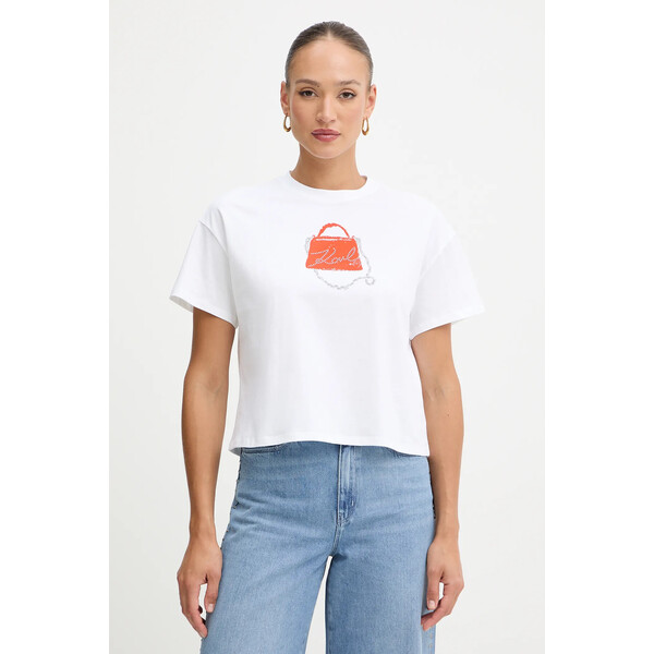Karl Lagerfeld t-shirt bawełniany  damski kolor biały B1W17026