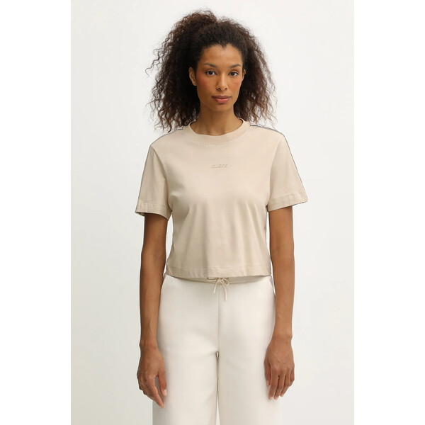 Guess t-shirt bawełniany BRITNEY  damski kolor beżowy V3RI08 I3Z14 V3RI08.I3Z14