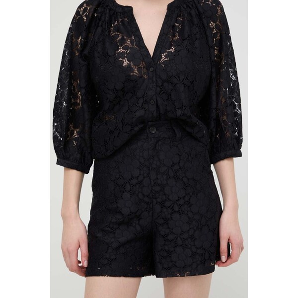 Desigual szorty LACE  damskie kolor czarny gładkie high waist 24SWPW21