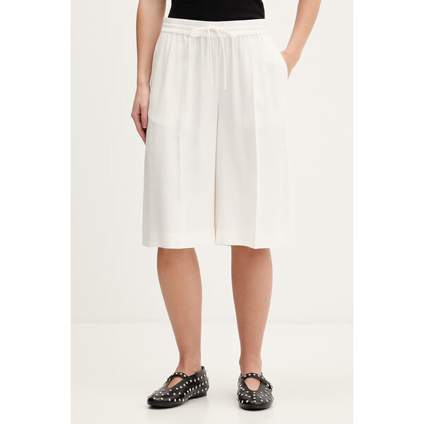 Karl Lagerfeld Jeans szorty z domieszką lnu  damskie kolor beżowy gładkie high waist B2W10057