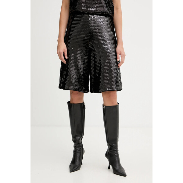 Armani Exchange szorty  damskie kolor czarny gładkie high waist XW001773 AF16152 XW001773.AF16152