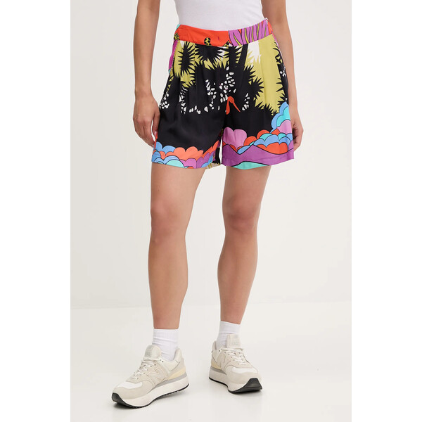 Sportalm szorty  damskie kolor czarny wzorzyste high waist 650183