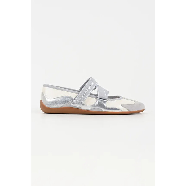 Karl Lagerfeld baleriny skórzane ALTIA  kolor srebrny KL66101 KL66101.3SL