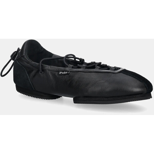 Polo Ralph Lauren baleriny skórzane Ballerina Lace Up  kolor czarny 804P08221001