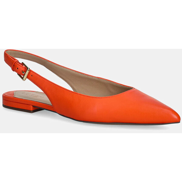 Lauren Ralph Lauren baleriny skórzane Londyn Slbck  kolor pomarańczowy z odkrytą piętą 802P04383001 802P04383001.800