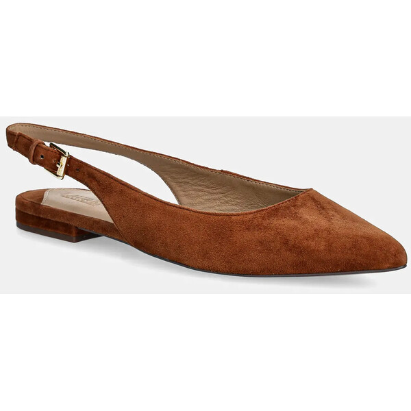 Lauren Ralph Lauren baleriny zamszowe Londyn Slbck  kolor brązowy z odkrytą piętą 802967746002 802967746002.200