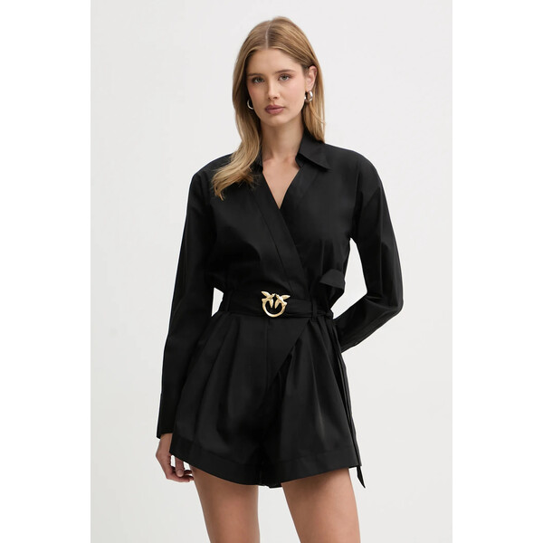 Pinko kombinezon  kolor czarny z kołnierzykiemm 106604 A35Q 106604.A35Q