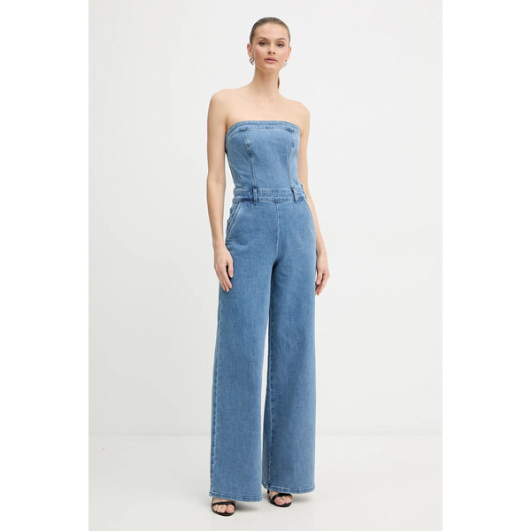 Guess kombinezon jeansowy DONNA  kolor niebieski z dekoltem okrągłym W5BD1F D4LU0 W5BD1F.D4LU0